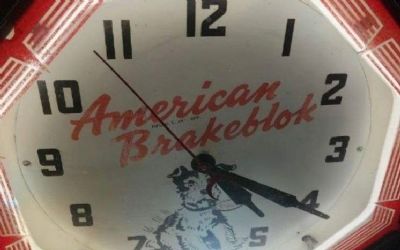 Photo of a 195's NTI American Brakeblok Neon 18 IN Clock 1950's NTI American Brakeblok Neon 18 IN Clock for sale