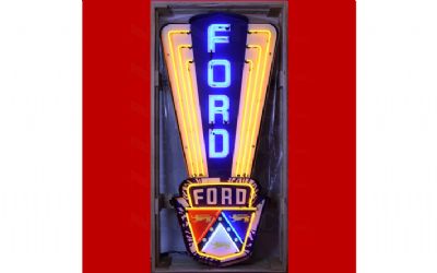 Photo of a Ford Jubilee Crest Neon Sign In Shaped Steel Can Ford Jubilee Crest Neon Sign In Shaped Steel Can for sale