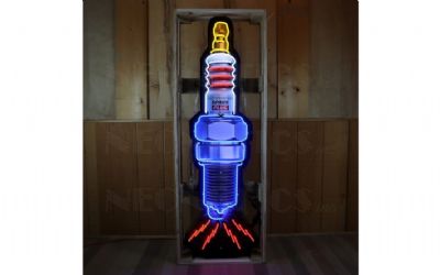 Photo of a Spark Plug Neon Sign In Shaped Steel Can Spark Plug Neon Sign In Shaped Steel Can for sale