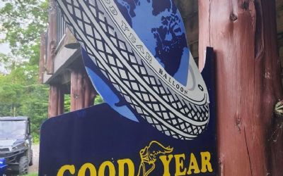 Photo of a Goodyear Tire Porcelain Huge Flange Sign Goodyear Tire Porcelain Huge Flange Sign for sale