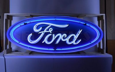 Photo of a 5 Foot Oval Ford Neon Sign In Steel Can 5 Foot Oval Ford Neon Sign In Steel Can for sale