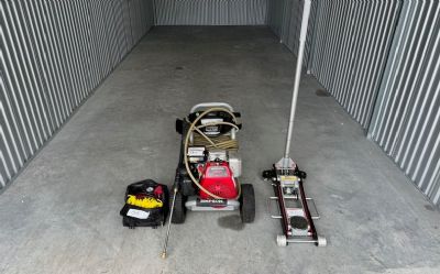 Photo of a Portable Air Compressor, Honda GS 19 Power Washer Tire Rack 2 Ton Floor Jack Portable Air Compressor, Honda GS 190 Power Washer, Tire Rack 2 Ton Floor Jack for sale