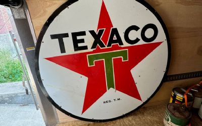 Photo of a Texaco 6' Double Sided Porcelain Sign Texaco 6' Double Sided Porcelain Sign for sale