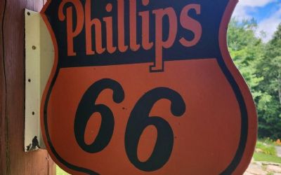 Photo of a Great Philips 66 Porcelain Flange Sign Great Philips 66 Porcelain Flange Sign for sale