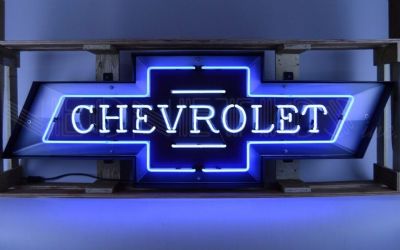 Photo of a 5 Foot Chevrolet Bowtie Neon Sign In Steel Can 5 Foot Chevrolet Bowtie Neon Sign In Steel Can for sale