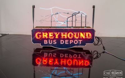 Photo of a 1935 Greyhound BUS Depot Running Motion Porcelain 1935 Greyhound BUS Depot Running Motion Porcelain Neon Sign for sale